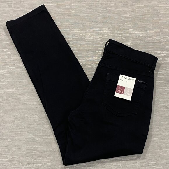 Calvin Klein Chino Pants Mens 30 x 32 Black Slim Fit Straight Flex Waist Cotton - Picture 1 of 13